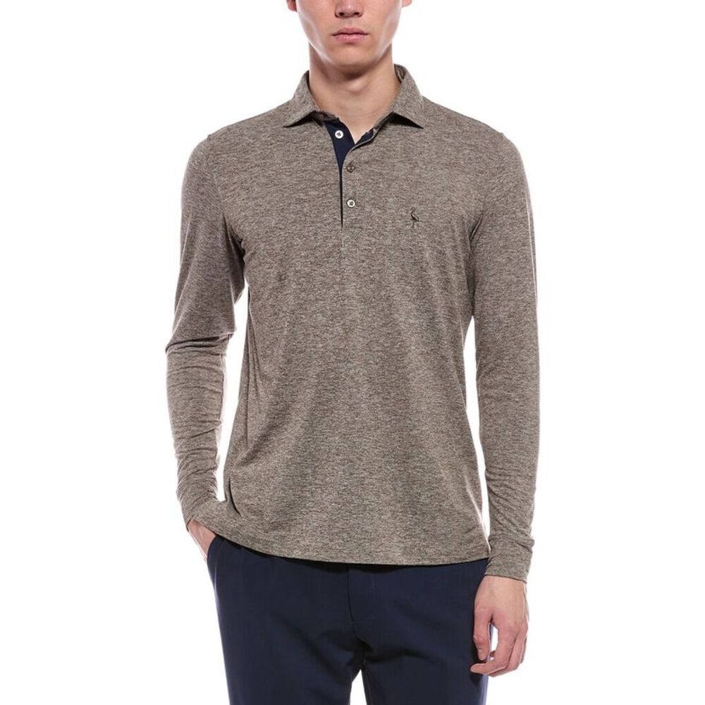 Tailorbyrd Mens  Brushed Mélange Polo Shirt, Brown